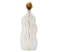 Mauro Ferretti Vaso Uma Ceramica Bianco e Oro 50x19,5x10 cm