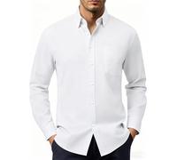 Mauro Kane Camicia Uomo Manica Lunga Business Camicia a Bottoni con Tasca Toracica Taglio Regolare Modello Casual Elegante Lucentezza Tenue Bianca XXL