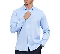 Mauro Kane Camicia Uomo No Stiro Manica Lunga - Camicia Elegante da Uomo con Una Lucentezza Tenue, Regular Fit Business Casual, Antipiega con Bottoni