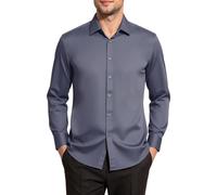 Mauro Kane Camicia Uomo No Stiro Manica Lunga - Camicia Elegante da Uomo con Una Lucentezza Tenue, Regular Fit Business Casual, Antipiega con Bottoni