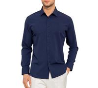 Mauro Kane Camicia Uomo No Stiro Manica Lunga - Camicia Elegante da Uomo con Una Lucentezza Tenue, Regular Fit Business Casual, Antipiega con Bottoni