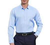 Mauro Kane Camicia Uomo No Stiro Manica Lunga - Camicia Elegante da Uomo con Una Lucentezza Tenue, Regular Fit Business Casual, Antipiega con Bottoni