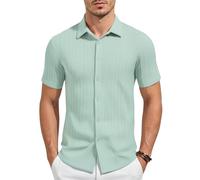 Mauro Kane Camicia Uomo Senza Stirare Maniche Corte Maglia Jacquard Camicia Estiva con Bottoni Antipiega Camicie Casual per Ufficio e Tempo Libero