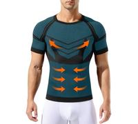 Mauro Kane Maglietta Compressione Uomo Maniche Corte - Modellante per Pancia Piatta - Body Shaper Fitness Palestra Traspirante sotto Maglietta per Fitness Nero L