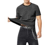 Mauro Kane Maglietta Uomo con Paillettes e Glitter Manica Corta Maglia Brillantini per Danza Discoteca e Party Nero L