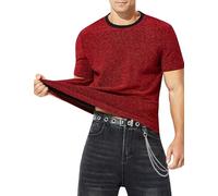 Mauro Kane Maglietta Uomo con Paillettes e Glitter Manica Corta Maglia Brillantini per Danza Discoteca e Party Rosso S