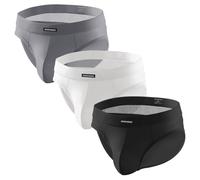 Mauro Kane Slip Uomo Comodi e Traspiranti, Elasticizzati,Vita Bassa,Intimo da 3 Pezzi Nero/Bianco/Grigio L