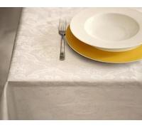 mauro Tovaglia rettangolare 12 posti con tovaglioli - tessuto fiandra jacquard - Disponibile in 9 Misure e 3 Colori - panna 150x320 cm