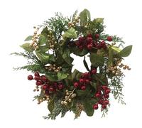 Maury’s Decorazioni Natale - Dietro Porta con bacche, Rosse, Dorate, da appendere, per Ingresso, Salone, Elegante - Ornamenti Natalizi (35 CM)