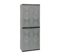 Maury's Armadio Basic Line con 3 Ripiani Regolabili - per Interno, Esterno, Ripostiglio, Organizzazione, Lavabile, Garage, Montaggio Senza Viti, in Polipropilene - Colore Grigio (65X37X165h cm)