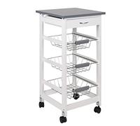MAURY'S CARRELLO PORTAFRUTTA CON 3 CESTI IN COLORE BIANCO 37x37xh76 cm (Carrello Bianco con Top Grigio)