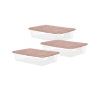 MAURY'S IL NUMERO UNO DEL RISPARMIO SET 3 PZ BOX SCATOLA SOTTO LETTO DA 60X40XH14CM IN PLASTICA CON COPERCHIO (Rosa)