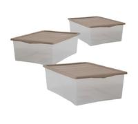MAURY'S IL NUMERO UNO DEL RISPARMIO Set di 3 Contenitore in Plastica Trasparente Multiuso con Coperchio Resistente Salvaspazio Impilabile BOX TAGLIA XS 32 X 19 X H12 CM, 5 Lt.