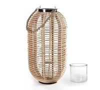 Maury's Lanterna da Arredo in Vimini Naturale Dimensioni 34x63 cm, Design Ovale con Manico per un Atmosfera Accogliente e Rustica.