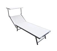 MAURY'S Lettino Mare Pieghevole in Alluminio Bianco con Parasole