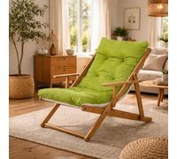 MAURY'S Poltrona Sdraio Relax Comodona in Legno 3 posizioni con Cuscino Imbottito Adatta a Ogni Ambiente (Classic Verde)