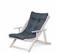MAURY'S Poltrona Sdraio Relax Comodona in Legno 3 posizioni con Cuscino Imbottito Adatta a Ogni Ambiente (Bianco Anilina/blu jeans)