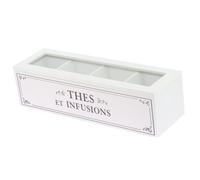 Maury's Scatola da The con Cuore a Pois Contenitore Porta Tisane Te Tea caffè in cialde spezie Scatola Porta bustine da thè infusi Tisane in Legno Stile Shabby Chic (Scatola Rettangolare con Scritte)