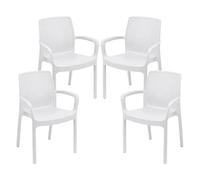 Maury's Sedie 4 Impilabili: Set Ideale per Giardino o Balcone. Compatte e Versatili, Adatte a Ogni Spazio Esterno ed Interno. Realizzate in Polipropilene.… (Bianco, Regina)