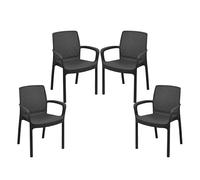 Maury's Sedie 4 Impilabili: Set Ideale per Giardino o Balcone. Compatte e Versatili, Adatte a Ogni Spazio Esterno ed Interno. Realizzate in Polipropilene. (Antracite, Regina)