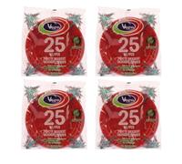 Maury's Set 100 Piatti Natalizi da Dessert in Plastica Riutilizzabili Rossi Lavabili (Dessert)