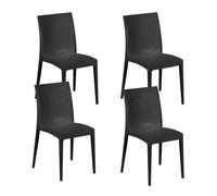Maury's Set 4 Sedie Impilabili per Esterno Effetto Rattan - da Giardino, Arredamento, Resistente ai Raggi UV, Facile da Pulire, Terrazzo, Sedia per Tavolo, Bar - Struttura Capacità Max 100 Kg