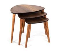 Maury's set di 3 tavolini da caffè Damla, in legno marrone. Aggiungi stile e praticità al tuo salotto con questo elegante set di tavolini coordinati.