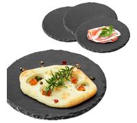 Maury's set di 4 vassoi Realizzati in Ardesia AntraciteIdeali per Antipasti, Dessert o Aperitivi : Il Must Have per ogni Occasione! (TONDO- 20 CM)