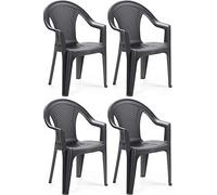 MAURY'S Set Sedie da Giardino Kora in Polipropilene 55 X 54 X 82 Cm (Antracite, 4)