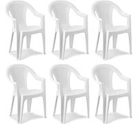 MAURY'S Set Sedie da Giardino Kora in Polipropilene 55 X 54 X 82 Cm (Bianco, 6)