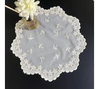 Mausouca Centrini rotondi in pizzo, 2 pezzi, tovagliette all'americana in morbido pizzo ricamato, sottobicchieri (bianco sporco, diametro 29 cm)