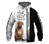 MAUXpIAO Felpe Giacche T-Shirt Cardigan Sottile 3D DOGUE BORDEAUX Stampa Pullover Uomo Donna Poliestere Felpa Casual Alta Qualità/A2/XL