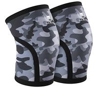 Mava Sports Coppia di manicotti a compressione per ginocchio per sollevamento pesi, cross training WOD, squat, allenamento in palestra, powerlifting | Neoprene 7 mm per uomini e donne ArmyG-S