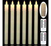 Mavandes Candele senza fiamma con due telecomandi, candele da finestra a LED con temporizzazione, senza fiamma avorio Confezione da 6 di cera reale (2 x 23,6 cm)