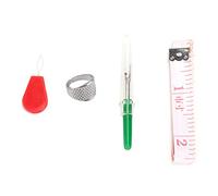 Mavaol 4 pezzi kit taglia asole piccoli strumenti da cucito in plastica con ditale righello morbido per aprire la rimozione di cuciture e orli
