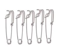 Mavaol 5 Pezzi Clip Lunghe a Scatto connettori da Pesca girevoli in Acciaio Inossidabile Occhi Chiusi Fibbia appesa Strumento a Spillo rapido per Acqua salata Acqua Dolce (3.0 * 110MM)