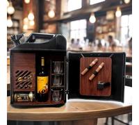 Mavdecll Mini Armadio Bar Whisky, 20L Christmas Jerry Can Bar, Mobile Storage Wine Cabinet, Guscio di Ferro + Interno in Legno, 36 * 17 * 47cm, Regalo Straordinario per Uomini/Ragazzi