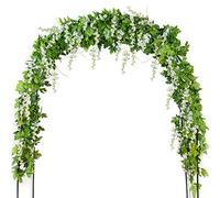 Mavee Ghirlanda di glicine artificiale in seta, con foglie di edera, per matrimoni, decorazione per la casa, colore bianco, 4 pezzi da 20 m