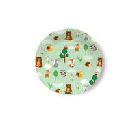 maverick piattini per feste con animali del bosco. piatti piccoli per feste e compleanni dei bambini con disegnati gli animaletti di tutti i colori. 8 pezzi, diametro 18cm. made in europe