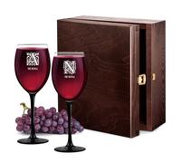 Maverton 2 Calici da vino Onyx - 330 ml - in vetro - ideali per vino rosso e bianco - incisione personalizzata - regalo di matrimonio unico pensiero indimenticabile per la coppia - art decò