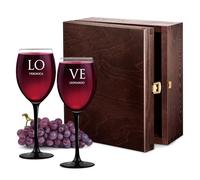 Maverton 2 Calici da vino Onyx - 330 ml - in vetro - ideali per vino rosso e bianco - incisione personalizzata - regalo di matrimonio unico pensiero indimenticabile per la coppia - Lo Ve