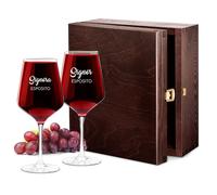 Maverton 2 Calici da vino Rubino - 530 ml XL - in vetro - ideali per vino rosso e bianco - incisione personalizzata - idea regalo di matrimonio - Signori