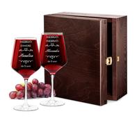 Maverton 2 Calici da vino Rubino - 530 ml XL - in vetro - ideali per vino rosso e bianco - incisione personalizzata - idea regalo di matrimonio - inebriati d’amore