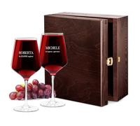 Maverton 2 Calici da vino Rubino - 530 ml XL - in vetro - ideali per vino rosso e bianco - incisione personalizzata - idea regalo di matrimonio - la ragione