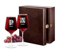 Maverton 2 Calici da vino Rubino - 530 ml XL - in vetro - ideali per vino rosso e bianco - incisione personalizzata - idea regalo di matrimonio - art decò