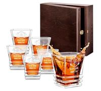 Maverton 6 bicchieri da whisky in vetro 280 ml - incisione personalizzata - set bicchieri per whisky - bicchiere di cristallo per compleanno - per festa del papà - per Lui - Rosa dei venti