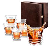 Maverton 6 bicchieri da whisky in vetro 280 ml - incisione personalizzata - set bicchieri per whisky - bicchiere di cristallo per compleanno - per festa del papà - per Lui - Lettera