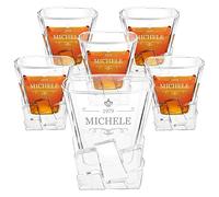 Maverton 6 Bicchieri in vetro per whisky - ideali per alcolici e drink - ottimi per acqua - incisione personalizzata - 250 ml - unici per l’ uomo - pensiero speciale per Lui - bello e importante