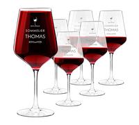 Maverton 6 Calici da vino Rubino XL - incisione personalizzata - 530 ml - in vetro - ideali per il vino rosso e bianco - idea regalo per l’ uomo - sommelier