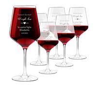 Maverton 6 Calici da vino Rubino XL - incisione personalizzata - 530 ml - in vetro - ideali per il vino rosso e bianco - idea regalo per la coppia - cuore pieno d’amore